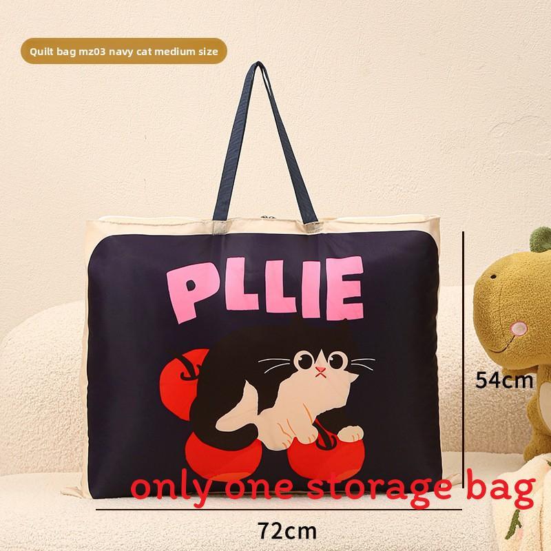 Cartoon Cat Plush Cotton Comforter Storage Bag For Travel And Bedroom Organization
