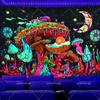 Blacklight Tapestry Mushroom Glow In The Dark Skull Butterfly Neon Tapestries UV Reactive Moth Wall Decor Black Light Tapestrys