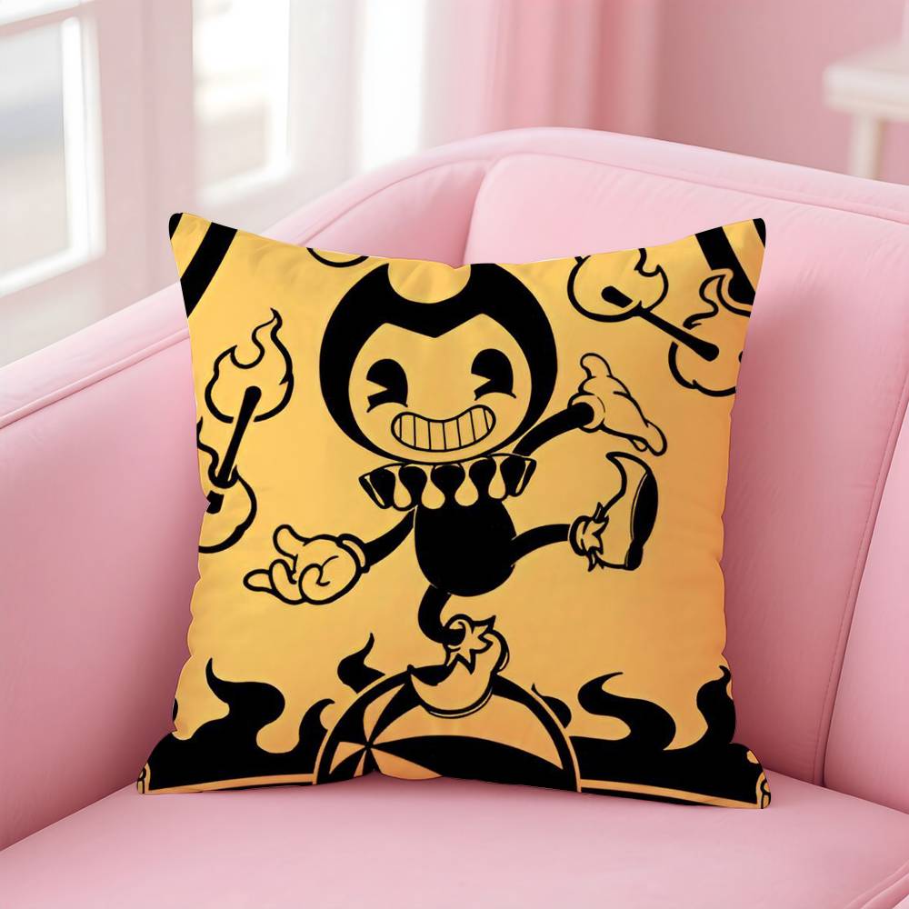 

Аниме Bendy and the Ink Machine Наволочка Наволочка против пылевых клещей Невидимая молния Шелковистый короткий плюш Чехол на подушку для дивана 16x16Inch