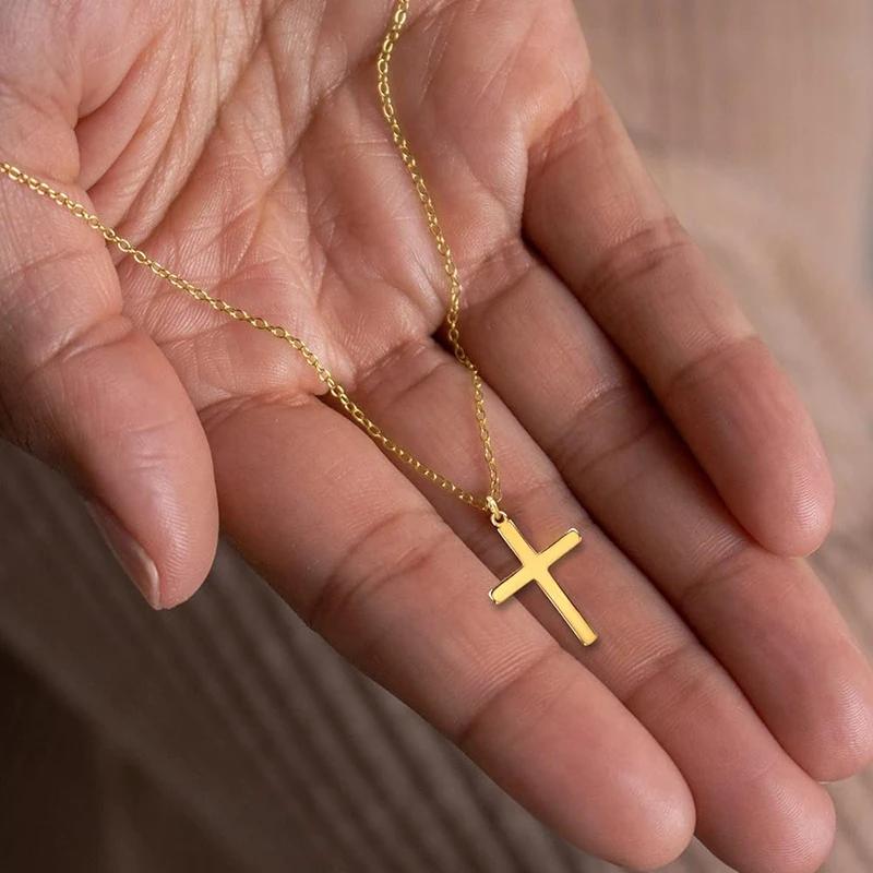 Huitan Women Pendant Necklace Cross Shaped Simple Style Accessories for Daily Party Versatile Gold Color/ Color Jewelry