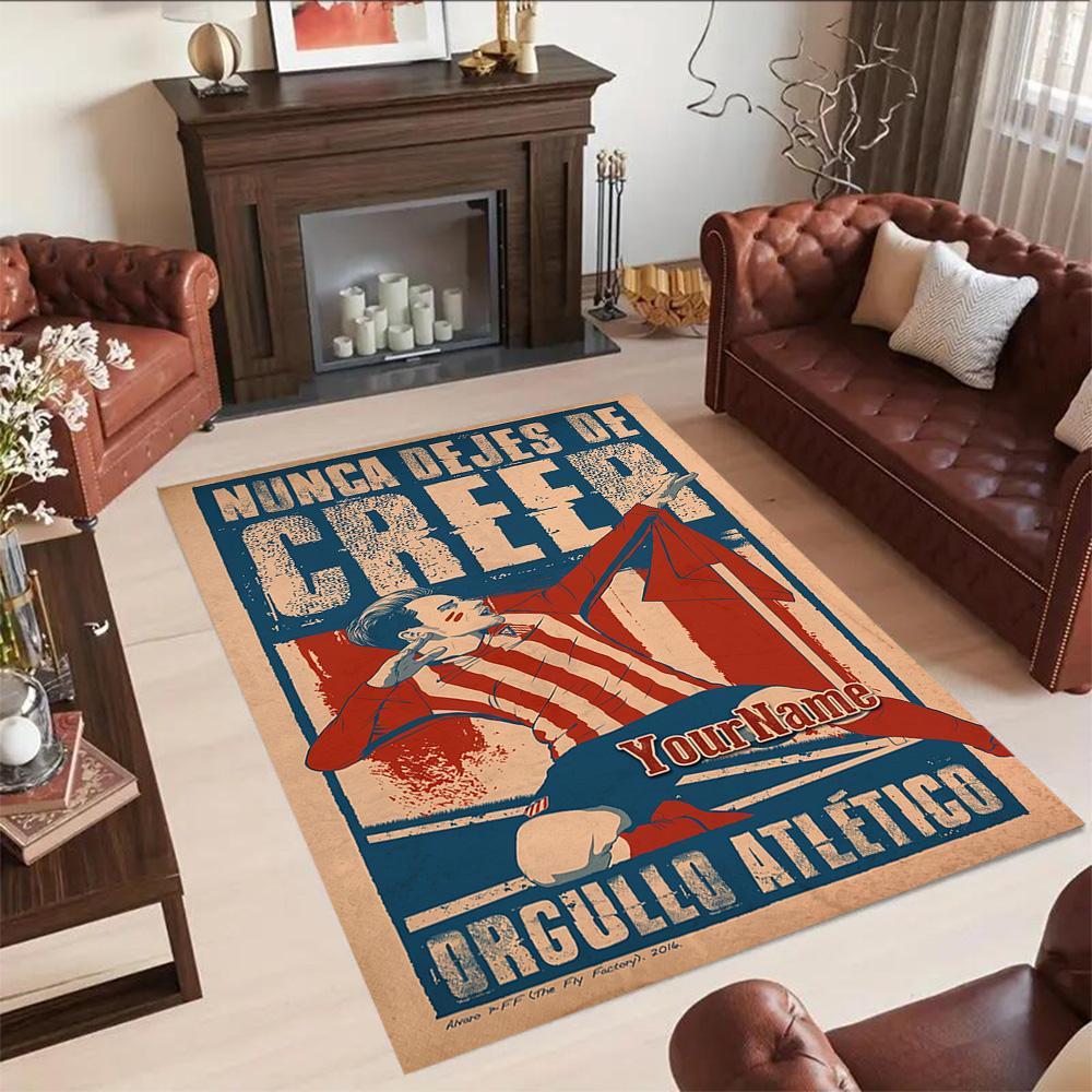 Atletico Madrid Customizable Name Floor Rug Office Rug Perfect for Outdoor Entryway Dormitory Decorate room Antislip Carpet Decorate Offices