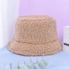 Autumn Winter Fisherman's Hat Embroidered Letter Small Label Pot Hat Fashionable Warm Flat Top Plush Bucket Hat