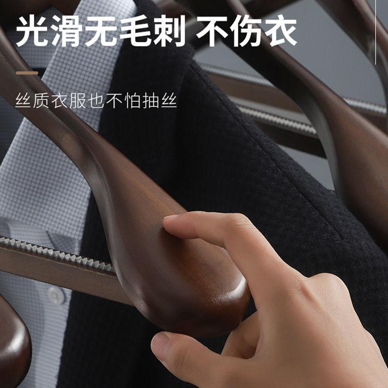 6Pcs/set Adult Extra-Wide Solid Wood and Metal Hook Wooden Hangers With Notches Non-slip Metal Hook for Clothes W2760