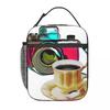 Camera And Coffee Pattern Insulated Lunch Bag for Women Children Portable Food Boxes Thermal Lunch Box Tote