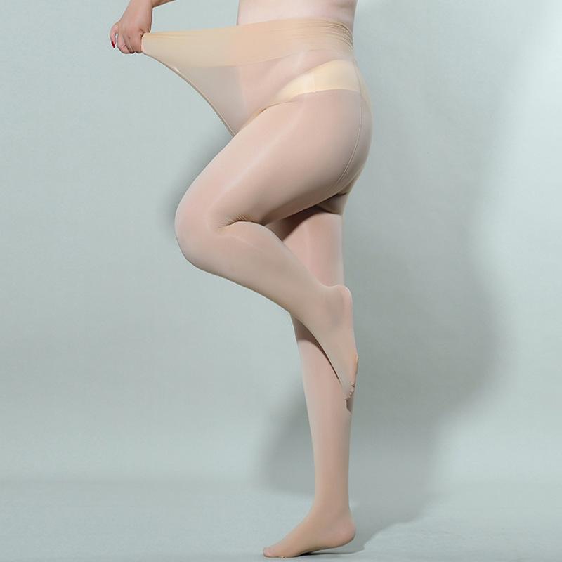 6D thin horse oil black stockings bright sexy smooth open crotch pantyhose plus crotch plus size 150kg
