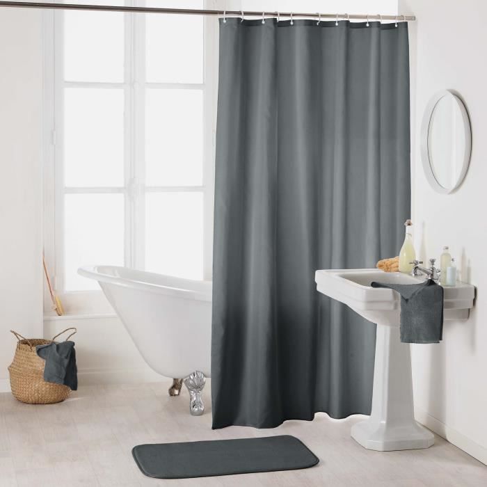 Rideau de douche - Essencias - Anthracite - 200x180 cm - 100% Polyester - Contemporain