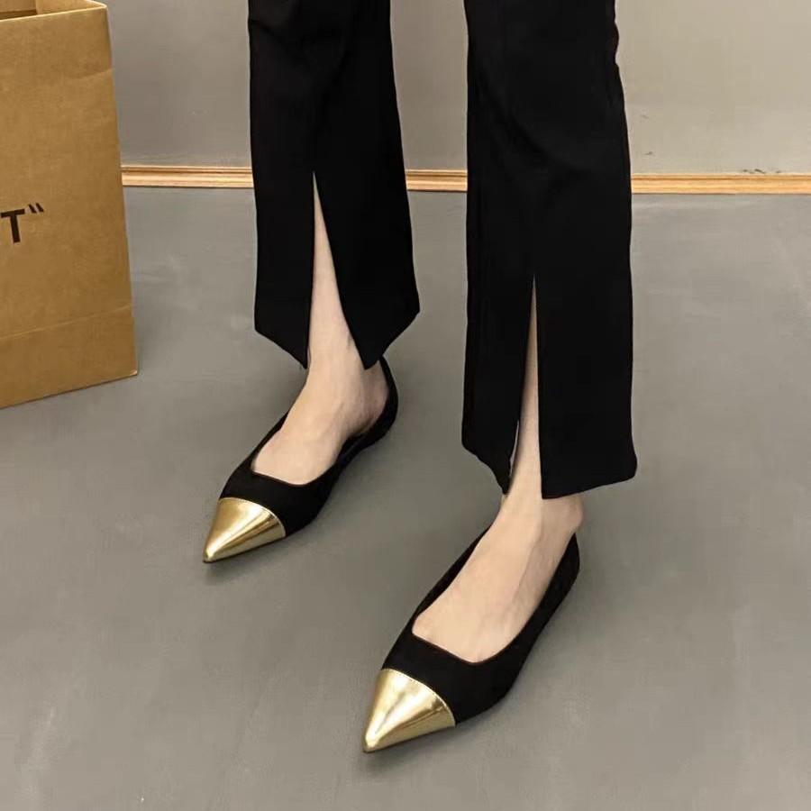 Foreign style gentle wind flat-soled fairy shoes summer skirt single shoes small fragrant temperament pointed shoes