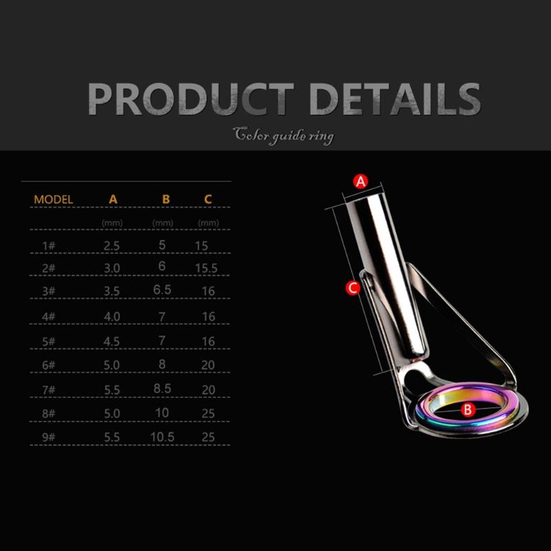 Spinning Bait Casting Fishing Rod Guides Integrated Stainless Steel Fishing Rod Eyes Ring Repair Kit 5Pcs