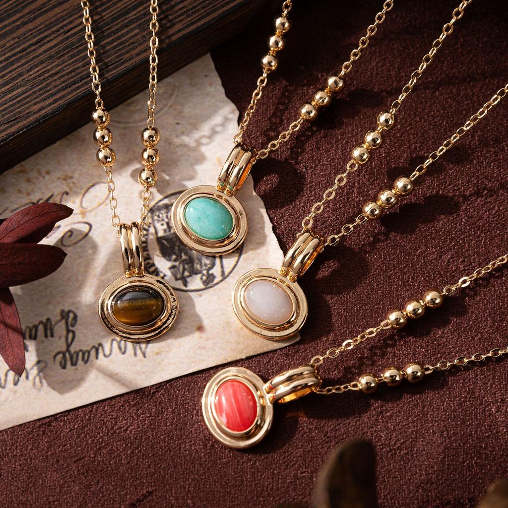 Multi-Layer Stacked Gem Necklace Light Luxury Commuter Necklace Natural Stone Bead Chain