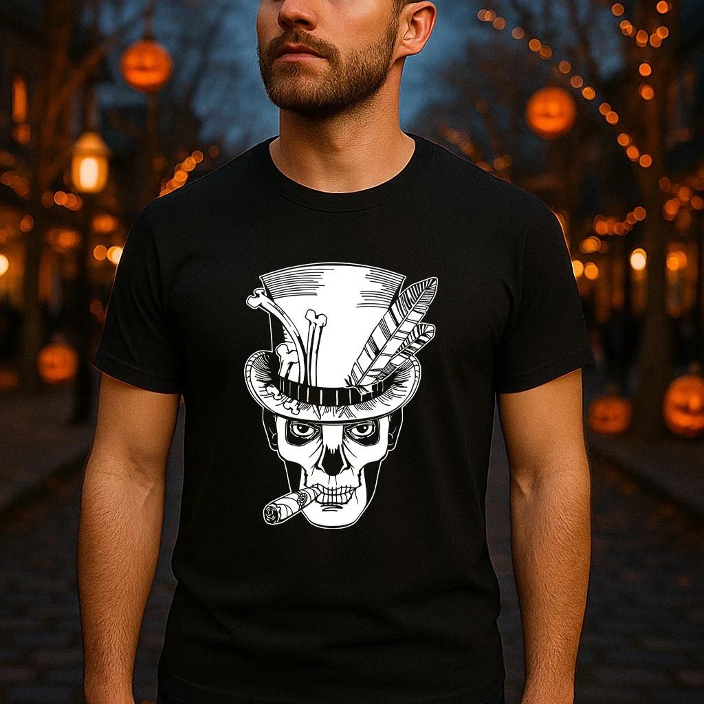 Voodoo Baron Samedi T-SHIRT - Top Hat Sugar Skull Creepy Halloween Mardi Gras XL