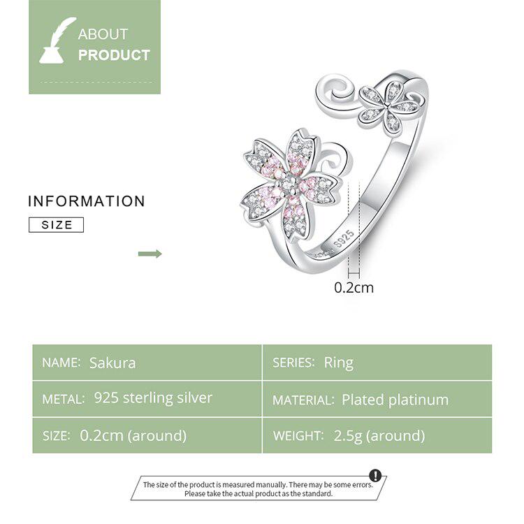 Bamoer Authentic 925 Sterling Silver Luminous Star & Spring Flower Adjustable Finger Rings Jewelry