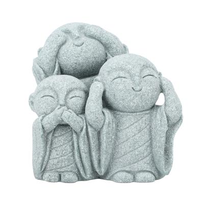 Mini Monk Buddha Statue Chinese Green Sandstone Cute Buddha Figurine 3 Little Monks Ornament for