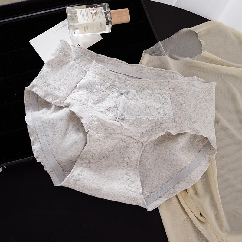 

Женское весенне-осеннее нижнее белье из чистого хлопка с кружевом, ластовица 10A с антибактериальным эффектом XL/XXL светло-серый