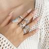 6 Pieces Shell Starfish Adjustable Rings Set Ocean Vacation Jewelry Gift for Her Trendy Stackable Rings for Daily Wear
