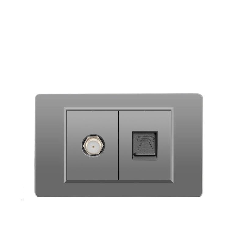 118 Type Switch Six-Hole Gray Wall Socket with Type-C 20W, Thai Style & PC Panel, Taiwan Socket