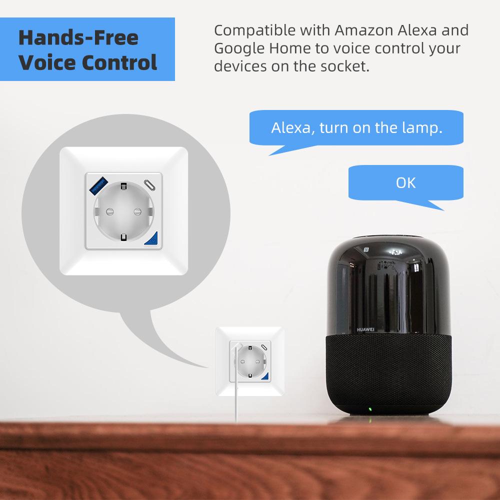 EU Wireless WiFi Smart Socket with Alexa Voice Control & USB Fast Charging