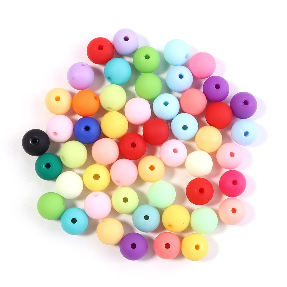 6/8/10/12/14mm Mix Colored Matte Acrylic Spacer Beads Loose Jewelry Round Beads For Making Bracelet Necklace Earring DIY Jewelry