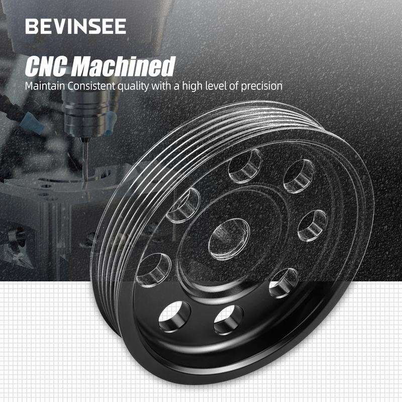 Small Diameter Billet Aluminum 5" Pulley for Power Steering Compatible with LS Vortec 4.3L 4.8L 5.3L 5.7L 6.0L 6.2L Engine Model