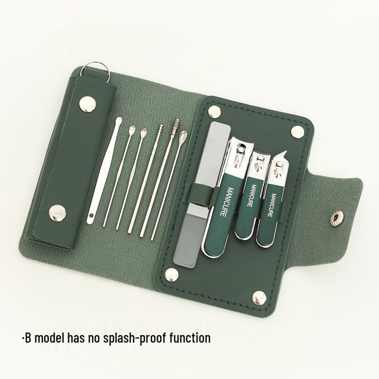 Set Manichiură Verde Matcha 16 Piese: Unghieră, Foarfece și Instrumente în Geantă Pliabilă