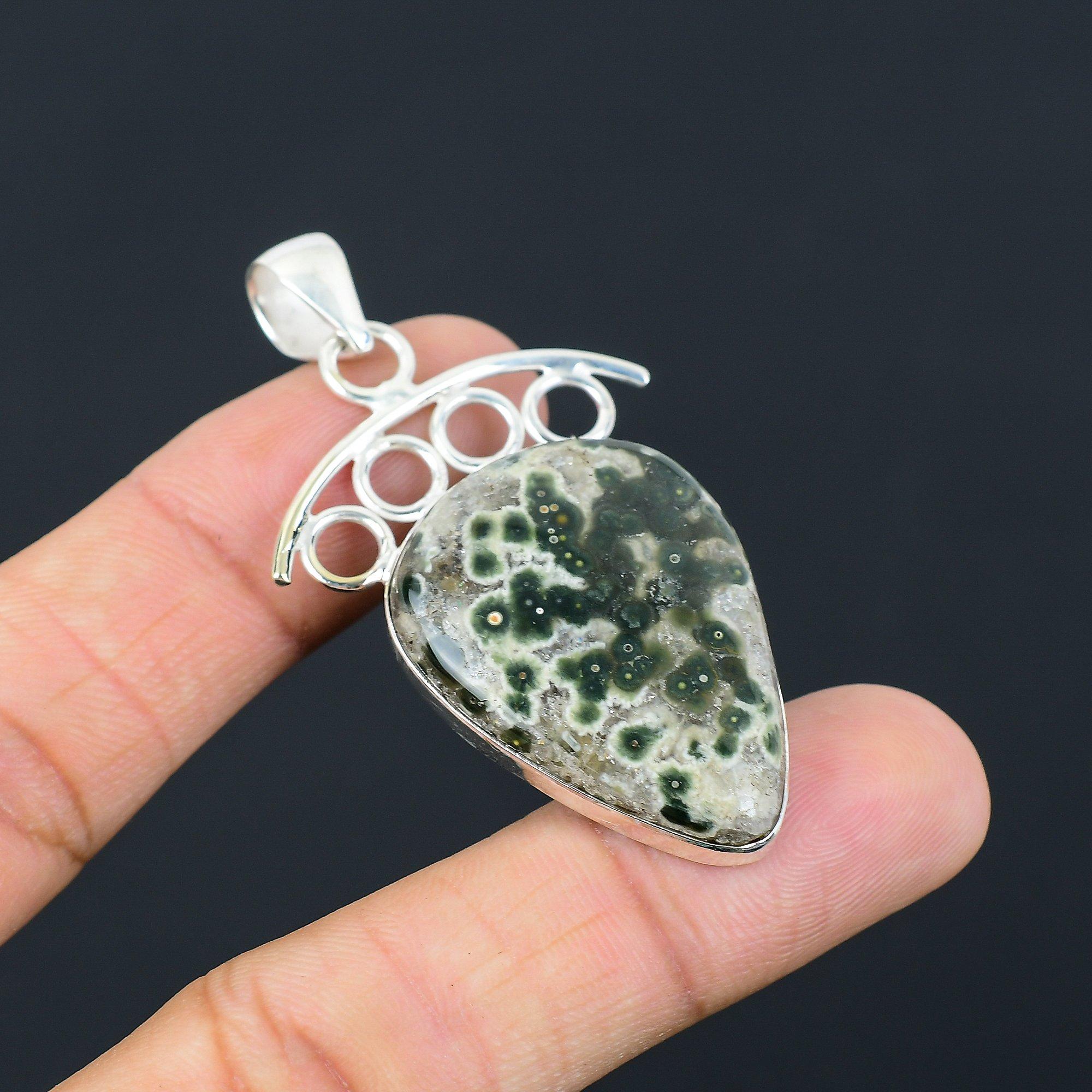 Sisters Day Sale 925 Sterling Silver Ocean Jasper Stone Daughter Wedding Pendant