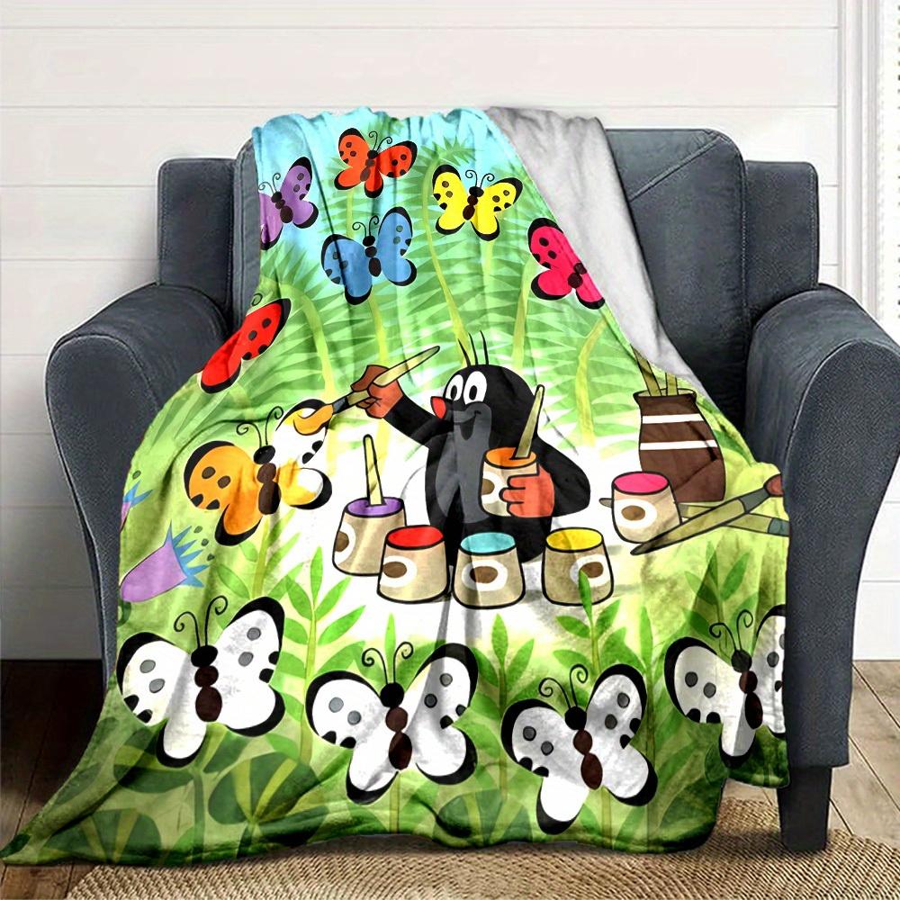 1pc Butterfly,Painter,Colors Digital Printed Flannel Blanket, Super Soft Plush Bed Cover, Multipurpose Quilt for Sofa, Bed, Office,13