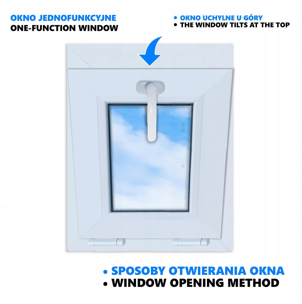 White PVC window, tilting, 40x50 cm, 400x500 mm, double-glazed, tilting