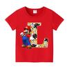 New 100%Polyester T-shirts for Children Cartoon English Letters Graphic T-shirt Boys Casual Short-sleeved Tops Kids Clothes