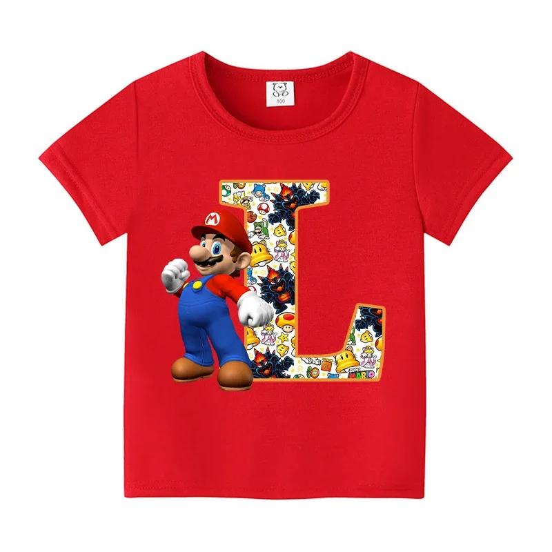 New 100%Polyester T-shirts for Children Cartoon English Letters Graphic T-shirt Boys Casual Short-sleeved Tops Kids Clothes