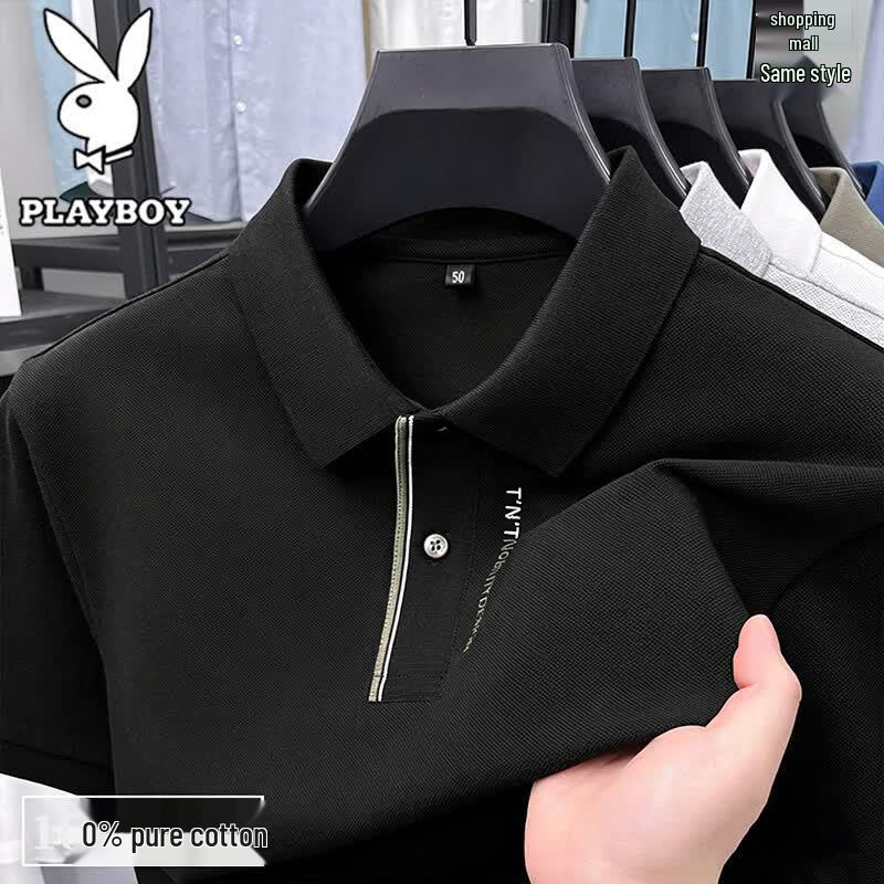 PLAYBOY Men s Summer Casual Polo Shirt M чёрный