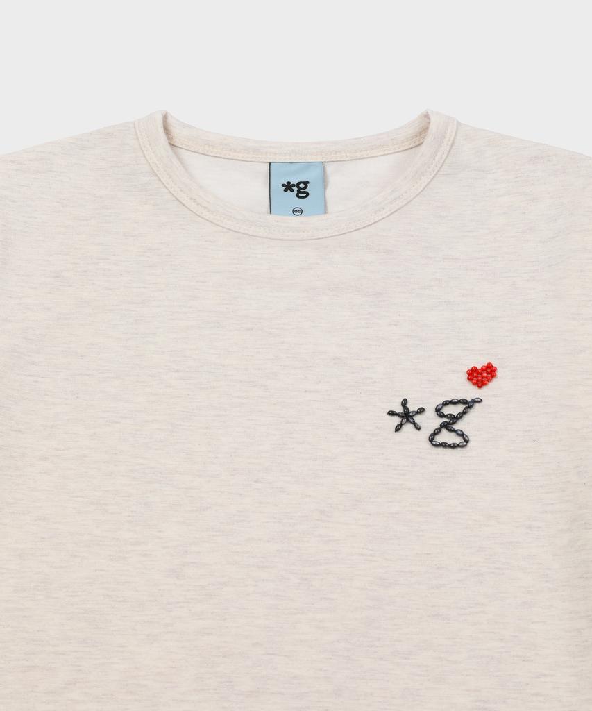 Geulleondeun Beaded Logo T-Shirt (Beige)_G26Bwjts01