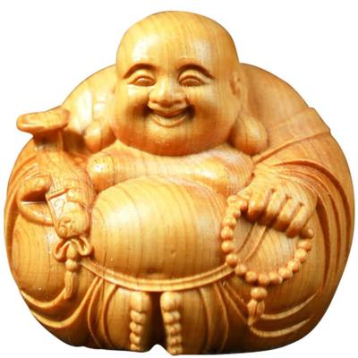 MYDILI Φιγούρα Βούδα Μαϊτρέγια Φιγούρα Χοτέι Άγαλμα Βούδα Ξυλόγλυπτο Μινιατούρα Επτά Τυχεοί Θεοί Ξύλινη Φιγούρα Χοτέι Τύχη για Χρήματα Αύξηση Ευτυχίας