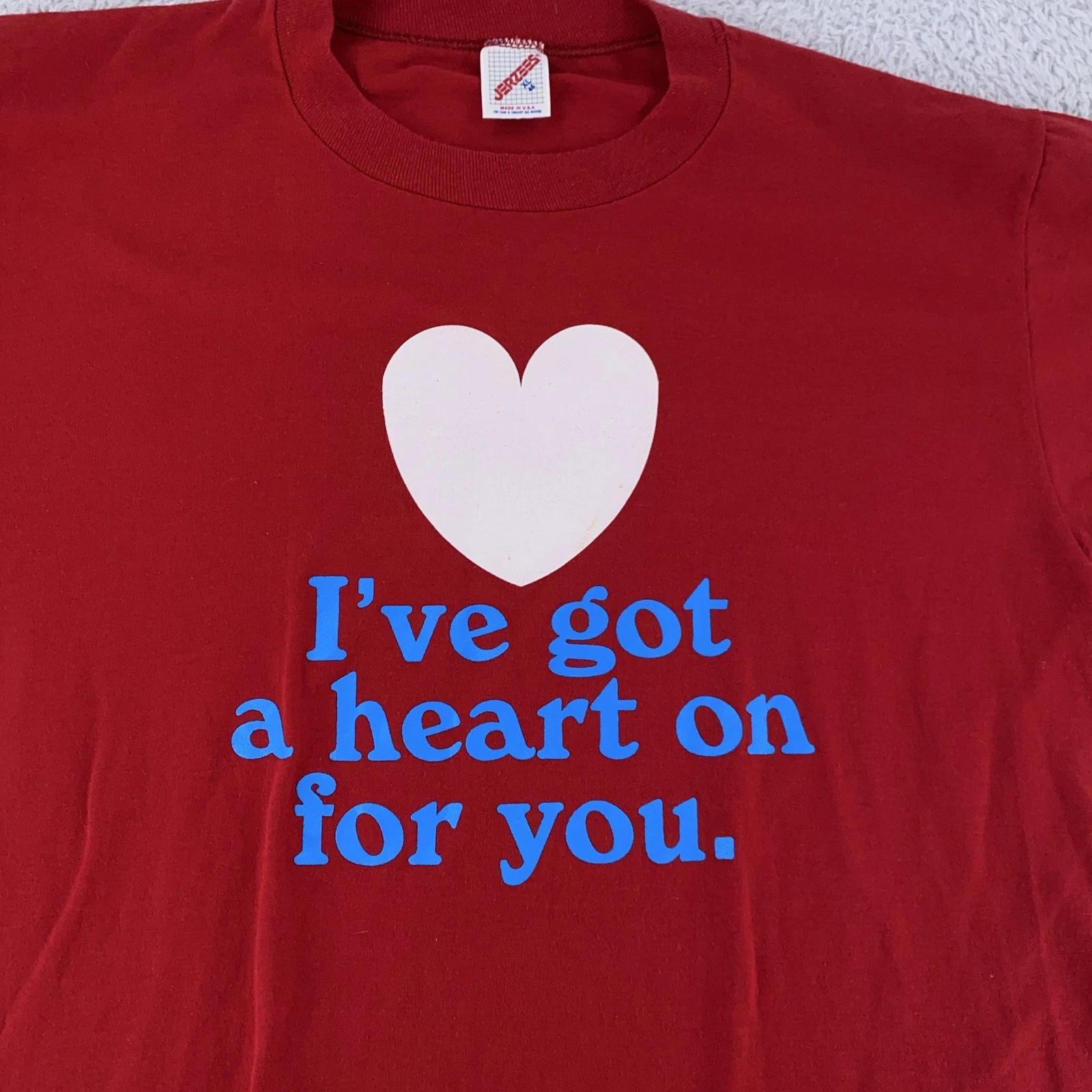Vintage 80s I ve Got A Heart On For You Shirt Mens XL Love Sex Joke Funny 90s 2XL