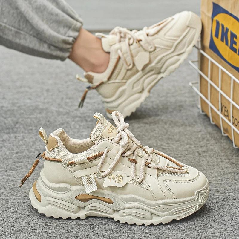 Campus Sports Style High-Top Thick Soled Men Casual Sneakers Fashion Luxury Chunky Outdoor Male Running Shoes Men