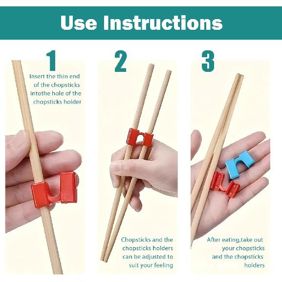 10PCS Reble Chopstick Helpers, Multicolored Training Chopsticks for Adults - Beginner's Essential Tool to Mastering Chinese, Japanese, Korean Food