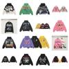 2026 Unisex Oversized Hooded Sweatshirt With Washed Vintage Print Rhinestone Embellishment
