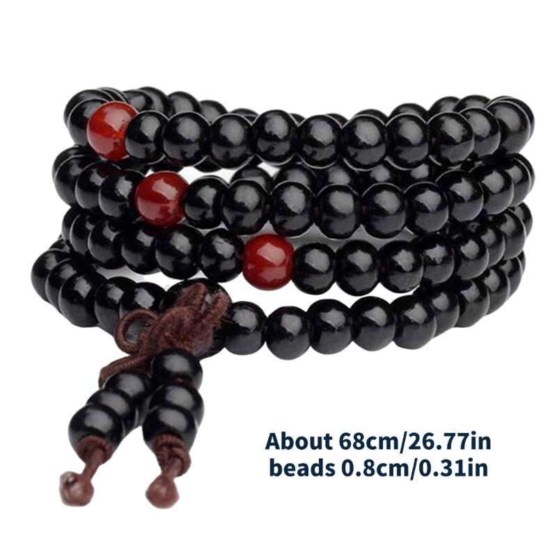 Natural Wood Long Bead Bracelet Decoration for Adults Interested Yoga and Seek Inner Peaceful Suitable for Gifting