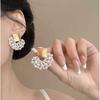 Simple Fan-shaped Imitation Pearl Earrings Golden Square Women's Zircon Bridal Wedding Banquet Accessories Gifts