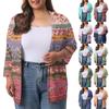 Women's Fall And Winter Fashion Casual Soild 3/4 Sleeve Mid-Length Cardigan Jacket