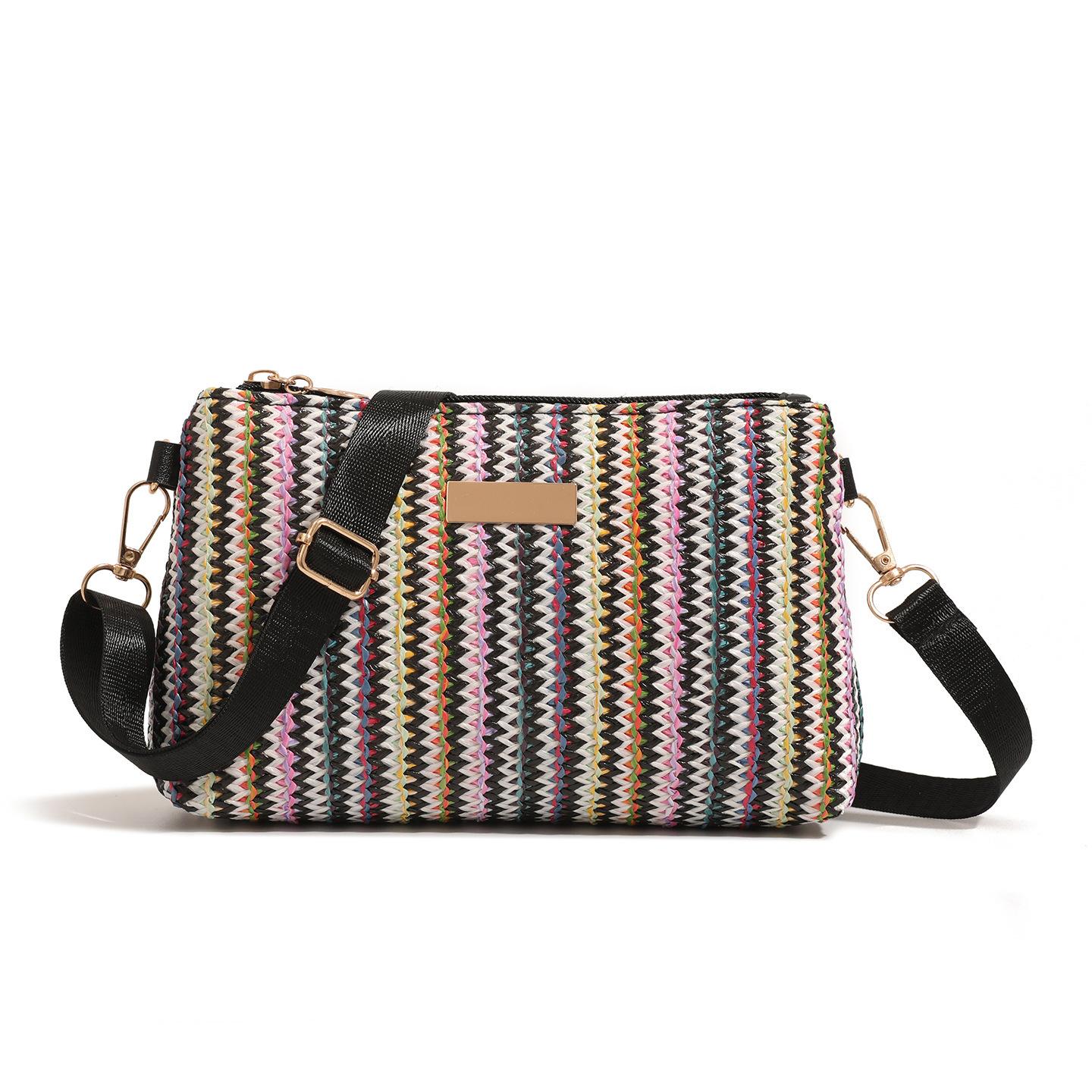 

Colorful Woven Small Square Bag, Fashionable Single Shoulder Crossbody Bag, Simple Zipper Closure, New Style, Woven