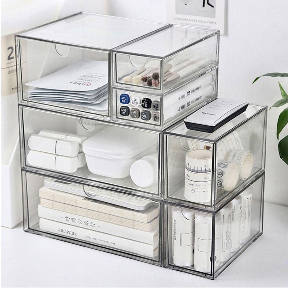 Dust Proof Desktop Storage Box Drawer Type Jewelry Sorting Box Cosmetics Organizer  Skin Care