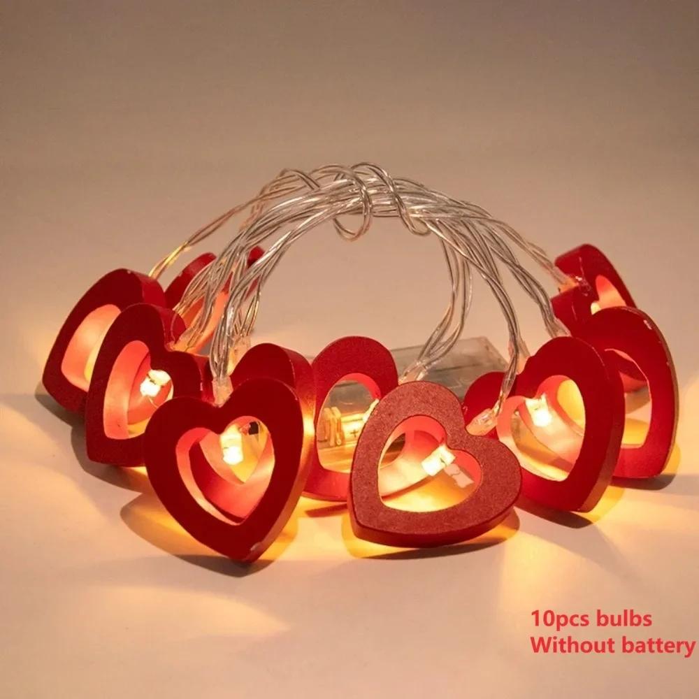 10pcs Love Heart LED String Lights Valentine Wedding Christmas Garden Bedroom Party Decor Battery Not Included