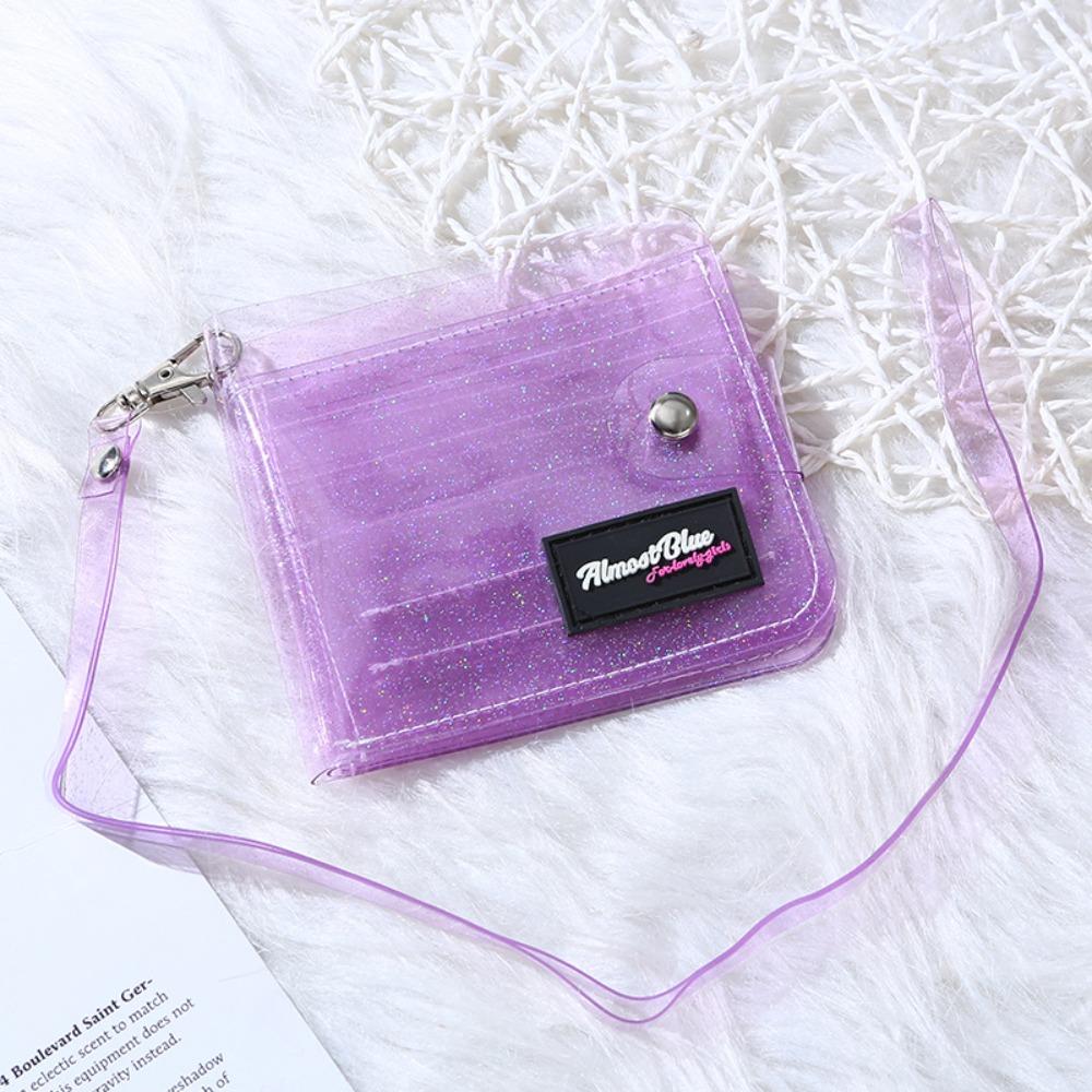 Transparente Wasserdichte Faltbare Geldbörse Kleine Kreditkartenbörse Business-Ausweis Mini-Foto-Kartenhalter Beutel Mit Halsband Geschenk