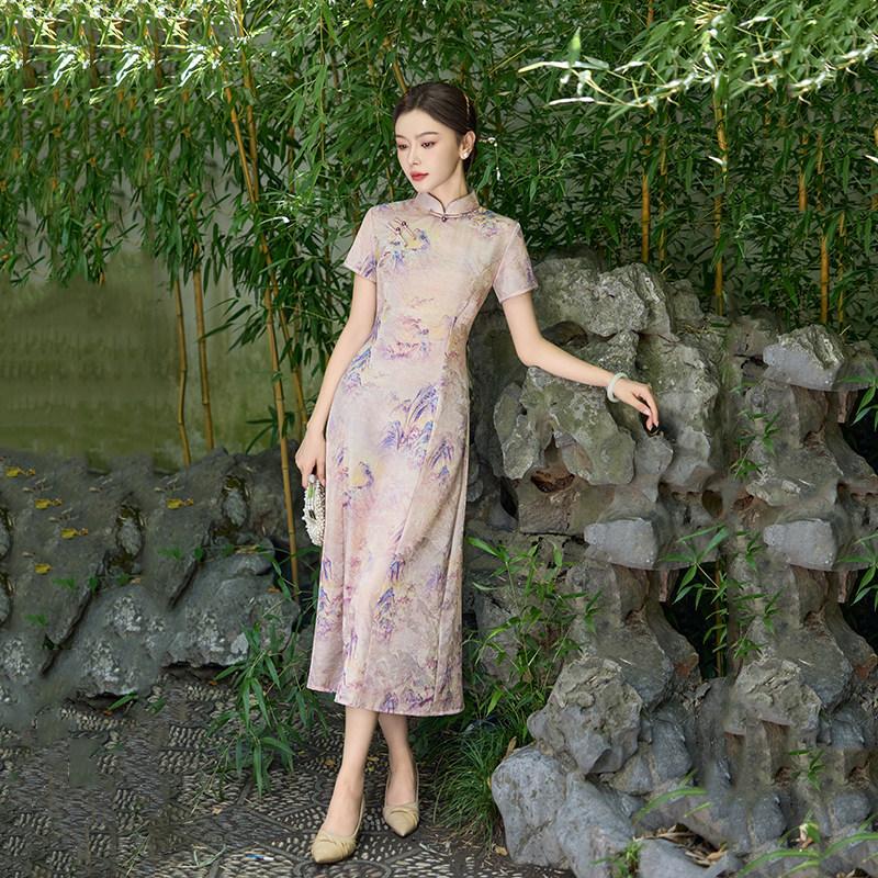Úzká matka národní styl nový čínský denní Suzhou vylepšené čchang-pao 1011 nové dámské luxusní šaty léto