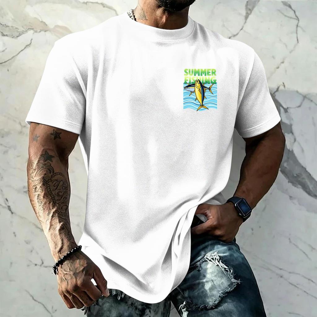 Men's Vintage Texture Printed Short Sleeve T Shirt Loose Fit Casual Summer Daily Top Lightweight Breathable Fabric Comfortable Design
