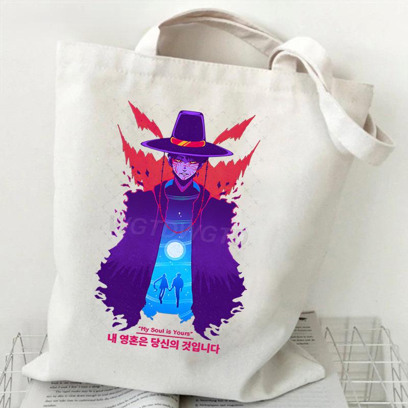 Witch Hunters Peripheral Printing Fashion Shoulder Bag Women's Large Capacity Student Portable Tote Bag Canvas Bag