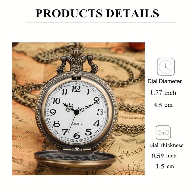 Vintage Utsökt Brons Fiskmönster Kvarts Fickur med Hängande Kedja - Världstid Funktion, Bra Gåva för Män och Tonåringar