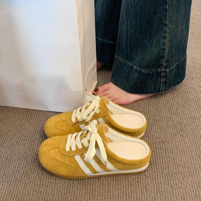 

Ношение тапочек Baotou снаружи, женский летний стиль 2025 года, новый стиль, супер горячий, без королевы, следуй ленивым, наступай, крутое волочение 37 жёлтый