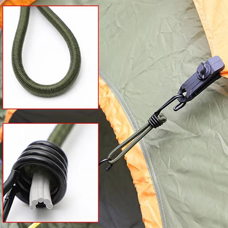 4 Pcs Outdoor Tent Bungee Elastic Rope Cords with Hook Camping Canopy Tarp Tent Fastener Hitch Mounts for Fixed Binding Belt