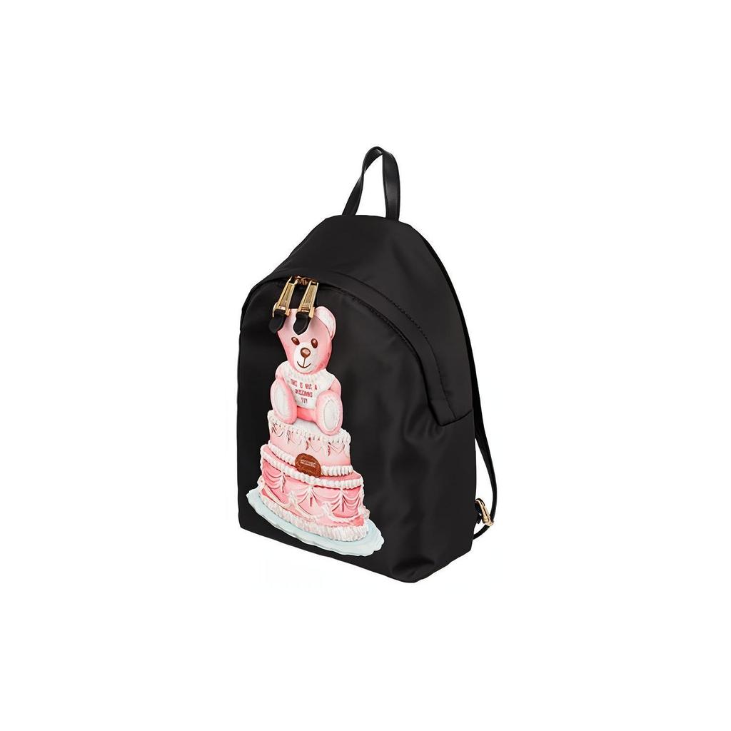 Moschino Cake Teddy Bear Print Polyester Backpack Women Backpack Black A7633821320A-1555