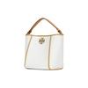 Tory Burch Mcgraw Solid Color Stitching Hardware Buckle Magnetic Buckle Double T Logo Leather Bucket Handbag Small Women Handbags White 148635-100